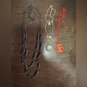 Chic Black and Silver Necklace Trio